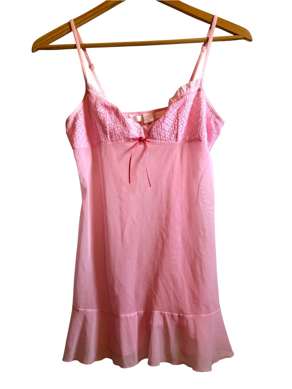 Y2K Victoria’s Secret Sheer Lace & Ruffle Babydoll Camisole – Medium